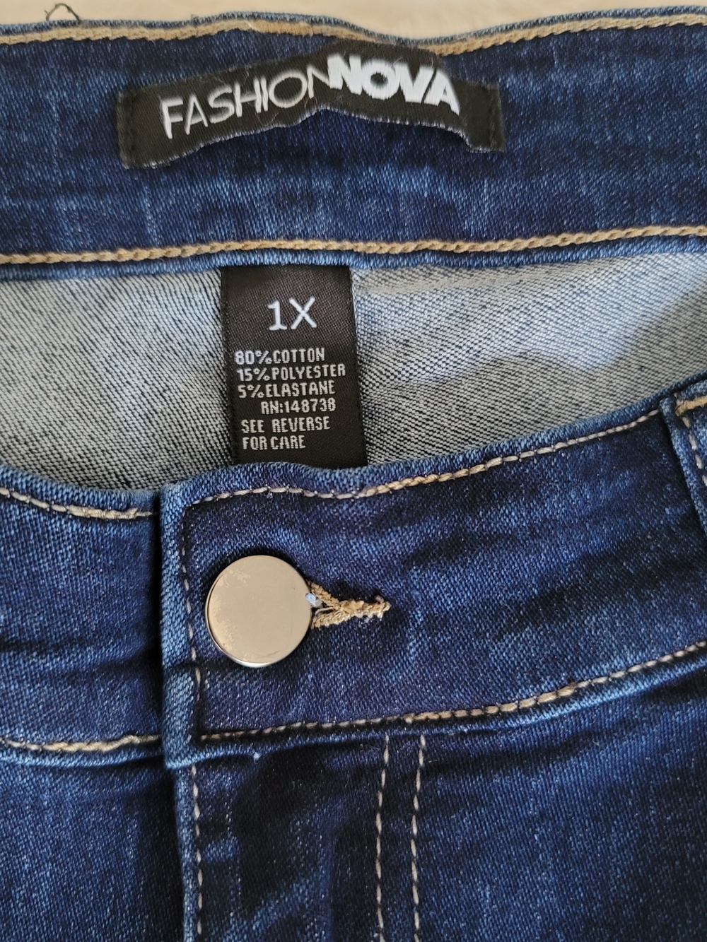 NWOT Fashion Nova Dark Indigo Distressed Skinny Jeans - Picture 11 of 11